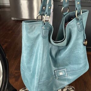 The Sak, leather tote /hobo , teal blue